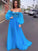 Long A-Line/Princess Beading Tulle Sleeves Off-the-Shoulder Sweep/Brush Train Dresses