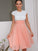 A-Line/Princess Jewel Sleeveless Short/Mini Lace Chiffon Homecoming Dresses