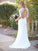 1/2 Bateau Sleeves Lace Sheath/Column Sweep/Brush Train Wedding Dresses