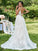 Sweep/Brush Lace Sleeveless A-Line/Princess Applique V-neck Train Wedding Dresses