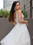 Lace Sweep/Brush Ruffles A-Line/Princess V-neck Sleeveless Train Wedding Dresses