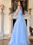 Long Beading Off-the-Shoulder Sleeves A-Line/Princess Floor-Length Tulle Dresses