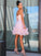 A-Line/Princess Spaghetti Sleeveless Charmeuse Straps Hand-Made Flower Short/Mini Homecoming Dresses