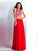 Chiffon Neck Long A-Line/Princess Sleeveless Applique Sheer Two Piece Dresses