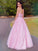 A-Line/Princess Halter Applique Tulle Sleeveless Floor-Length Dresses