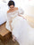 Sweep/Brush Off-the-Shoulder Long A-Line/Princess Lace Tulle Sleeves Train Wedding Dresses