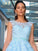 Scoop A-Line/Princess Tulle Sleeveless Applique Sweep/Brush Train Dresses