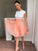 A-Line/Princess Jewel Sleeveless Short/Mini Lace Chiffon Homecoming Dresses