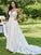 Sweep/Brush Lace Sleeveless A-Line/Princess Applique V-neck Train Wedding Dresses