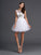 Sleeveless Scoop A-Line/Princess Beading Short Net Dresses