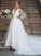 Court A-Line/Princess V-neck Sleeves Long Ruffles Tulle Train Wedding Dresses