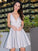 A-Line/Princess Applique Sleeveless Satin V-Neck Short/Mini Homecoming Dresses