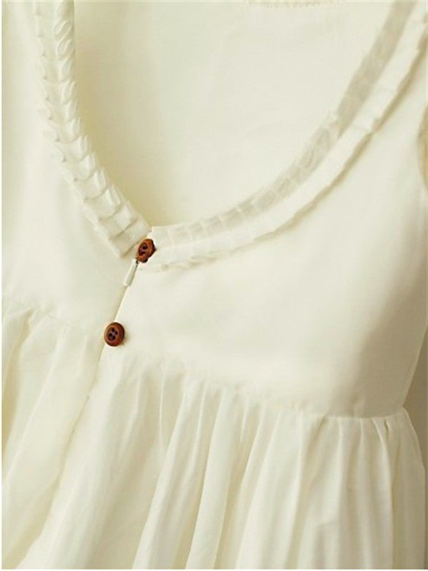Scoop Ruffles Tea-Length A-line/Princess Sleeveless Chiffon Flower Girl Dresses