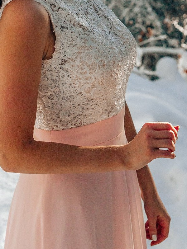 Lace Jewel A-Line/Princess Chiffon Sleeveless Floor-Length Dresses