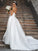 Sweetheart Sleeveless A-Line/Princess Sweep/Brush Satin Ruffles Train Wedding Dresses