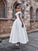 Satin Sleeveless A-Line/Princess Ruffles Off-the-Shoulder Ankle-Length Wedding Dresses