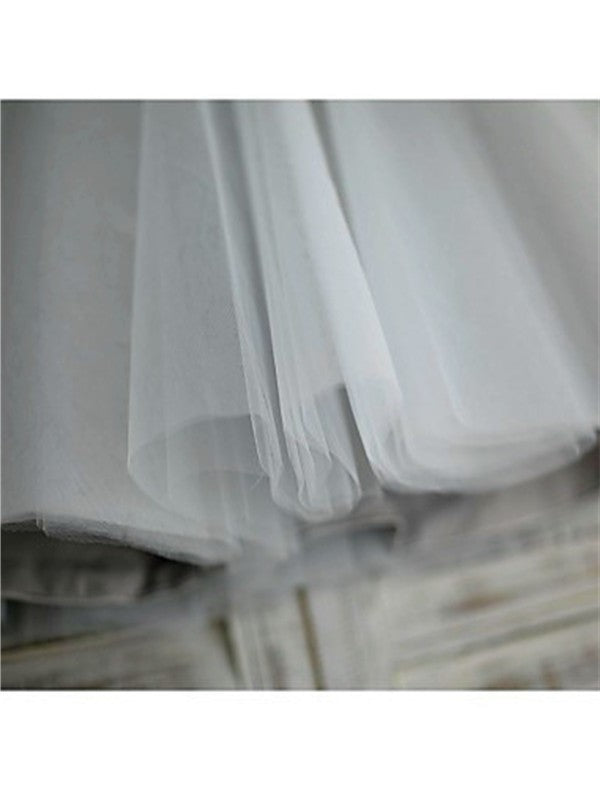 Tea-Length Tulle Sequin Short A-line/Princess Scoop Sleeves Flower Girl Dresses