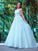 Scoop A-Line/Princess Tulle Sleeveless Applique Sweep/Brush Train Dresses