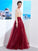 A-Line/Princess Floor-Length Sheer Neck Sleeves Long Applique Organza Dresses