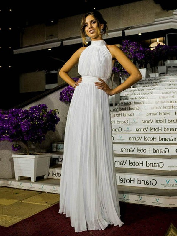 Tulle Ruffles Halter Sleeveless A-Line/Princess Floor-Length Wedding Dresses