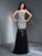 Sleeveless Sequin Sheath/Column Strapless Long Satin Dresses