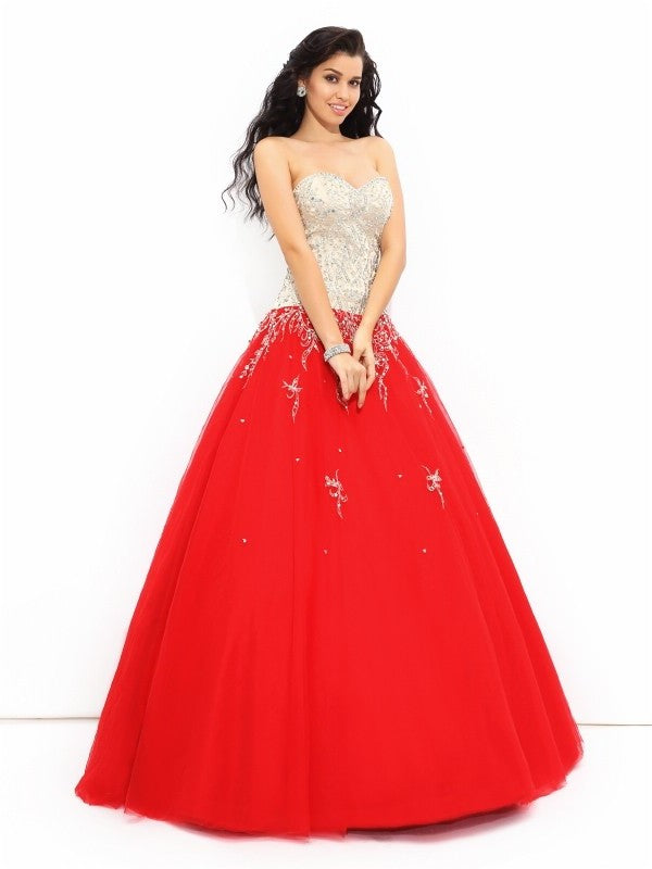 Sleeveless Beading Gown Ball Sweetheart Long Satin Quinceanera Dresses
