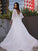 3/4 V-neck A-Line/Princess Chiffon Sleeves Sweep/Brush Sash/Ribbon/Belt Train Wedding Dresses