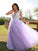 Tulle V-neck A-Line/Princess Applique Sleeveless Floor-Length Dresses