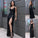 Sequins Ruffles Sheath/Column V-neck Sleeveless Floor-Length Dresses