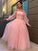 Ball Long Flower Gown Tulle Sleeves Hand-Made Off-the-Shoulder Floor-Length Dresses