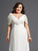 Short Sleeves A-Line/Princess Chiffon Long Off-the-Shoulder Ruched Plus Size Dresses