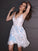 Lace V-neck Sleeveless Applique A-Line/Princess Short/Mini Homecoming Dresses