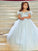 Gown Off-the-Shoulder Ball Sleeveless Tulle Rhinestone Floor-Length Flower Girl Dresses