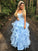 A-Line/Princess Spaghetti Applique Straps Sleeveless Organza Floor-Length Dresses