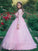 Scoop Sleeves Ball Lace Long Tulle Gown Sweep/Brush Train Dresses
