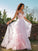 A-Line/Princess Tulle Ruffles V-neck Sleeveless Floor-Length Dresses