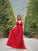 Sleeveless A-Line/Princess Applique Tulle V-neck Floor-Length Dresses