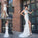 Neck Crystal Sleeveless Sheath/Column Chiffon High Long Two Piece Dresses