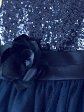 Flower A-line/Princess Sleeveless Hand-Made Scoop Long Net Dresses