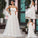 Lace Ruffles A-Line/Princess Sleeveless Straps Spaghetti Sweep/Brush Train Wedding Dresses