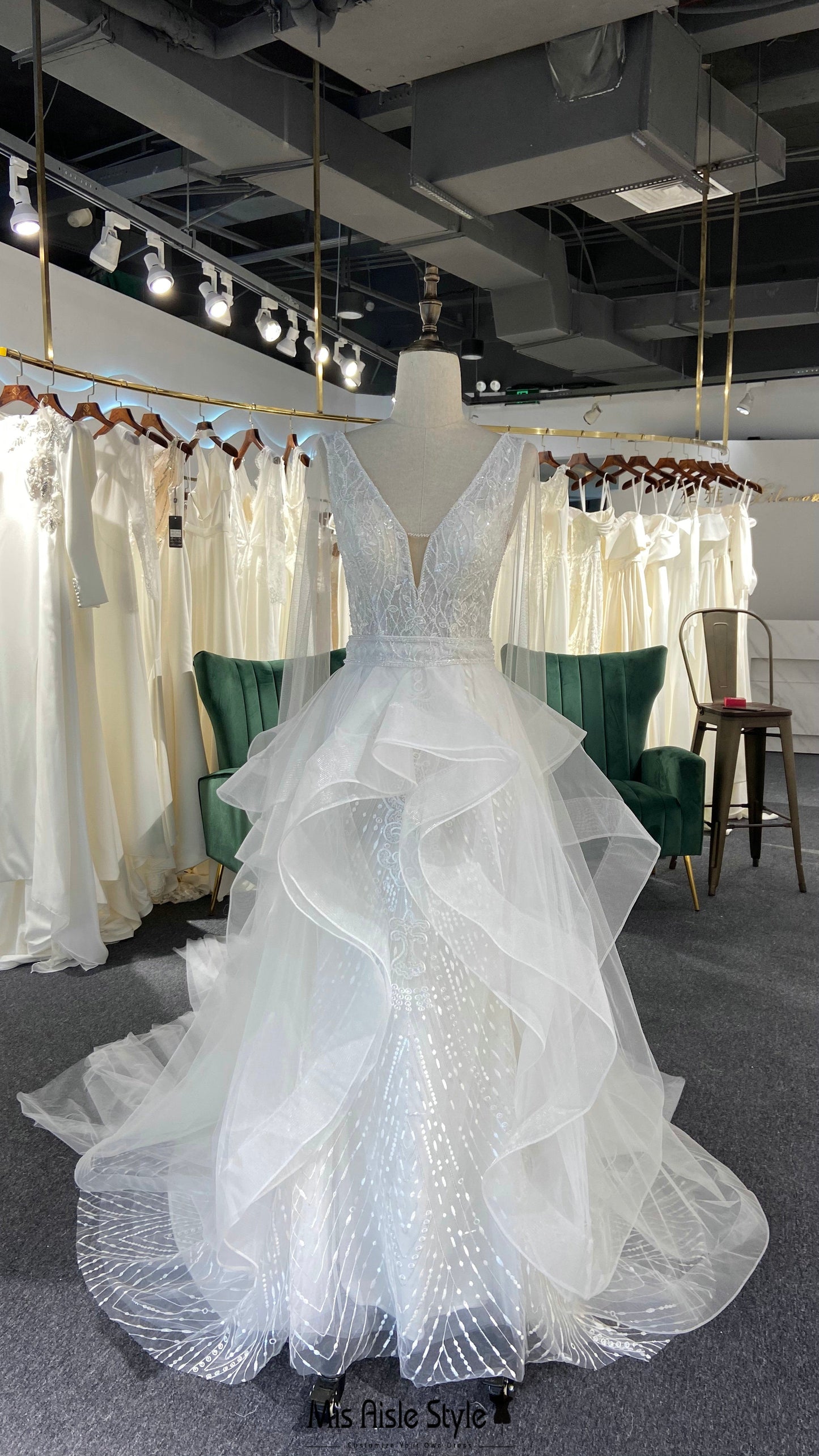 Detachable Skirt Sparkle Wedding Dress