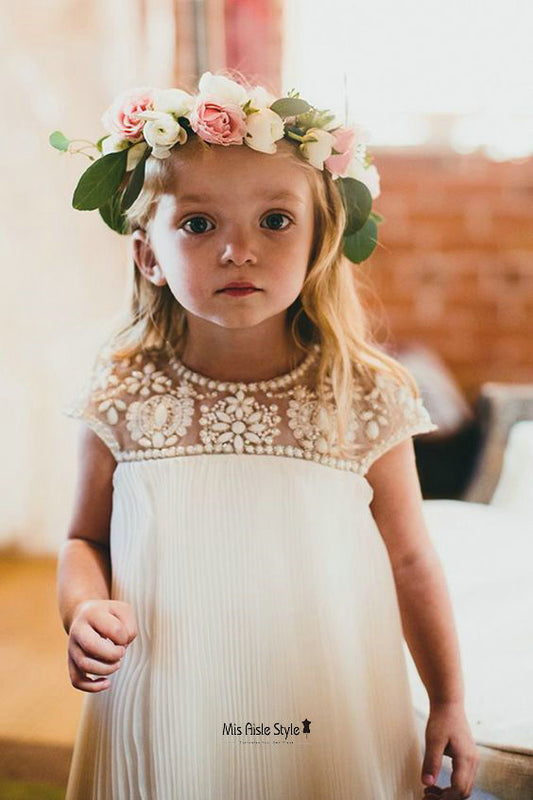 Cute Handmade Beaded Flower Girl Dress