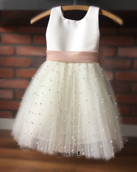 Pearl Skirt Flower Girl Dress