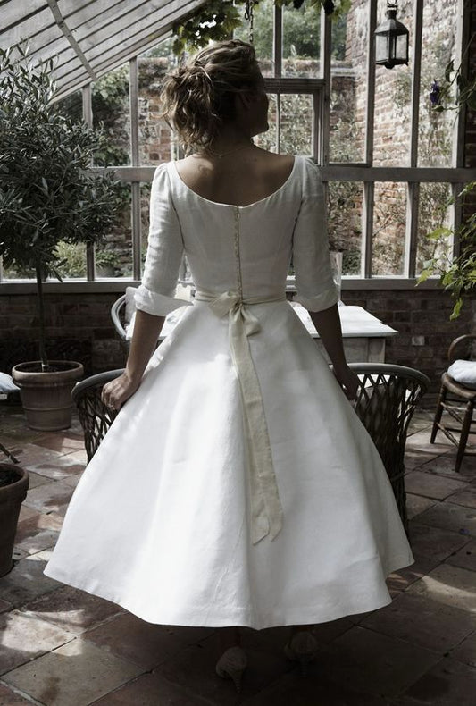 Vintage Long Sleeve Short Wedding Dress