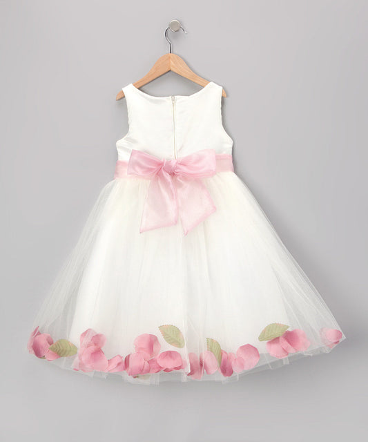 Free Shipping Cute Handmade Pink Florals Flower Girl Dress