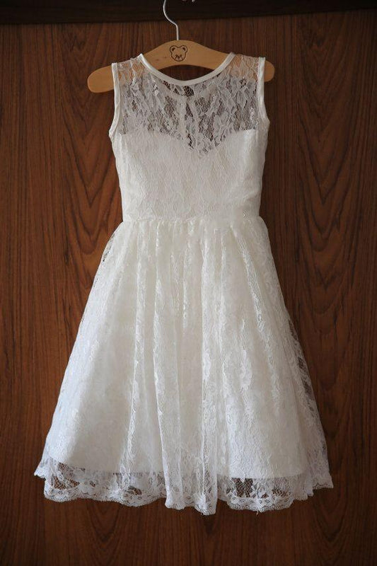 Discount High Quality Vintage Ivory Lace Flower Girl Dress