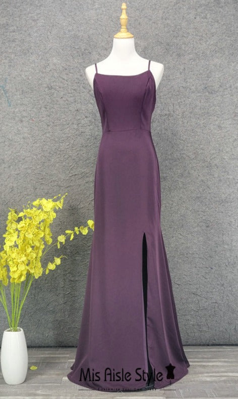 Simple Square Neckline Grape Party Dress