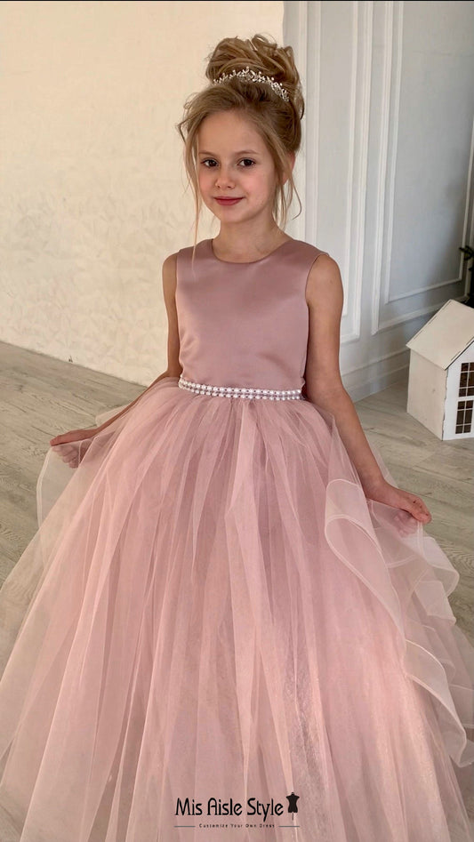 Tulle Skirt Dusty Pink Flower Girl Dress
