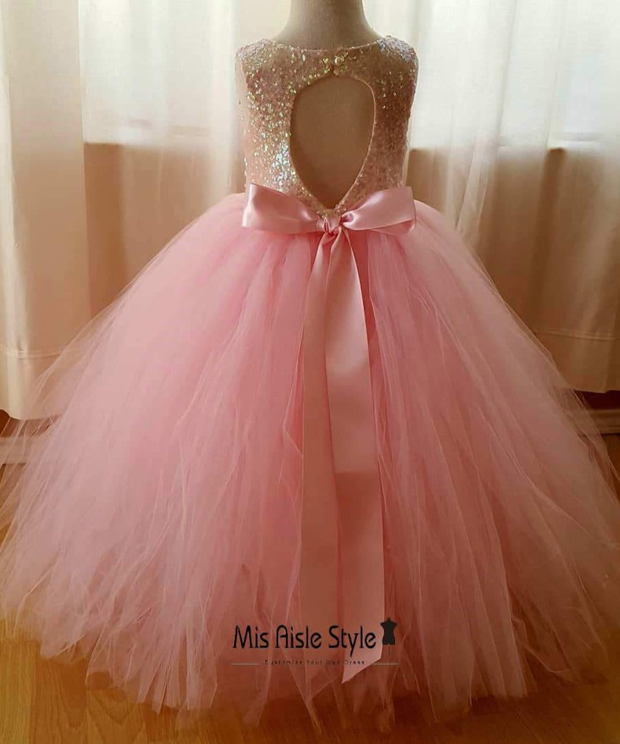 Ball Gown Pink Tulle Flower Girl Dress