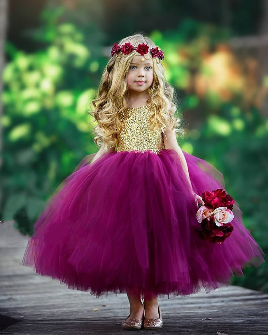 Lovely Ball Gown Burgundy Flower Girl Dress